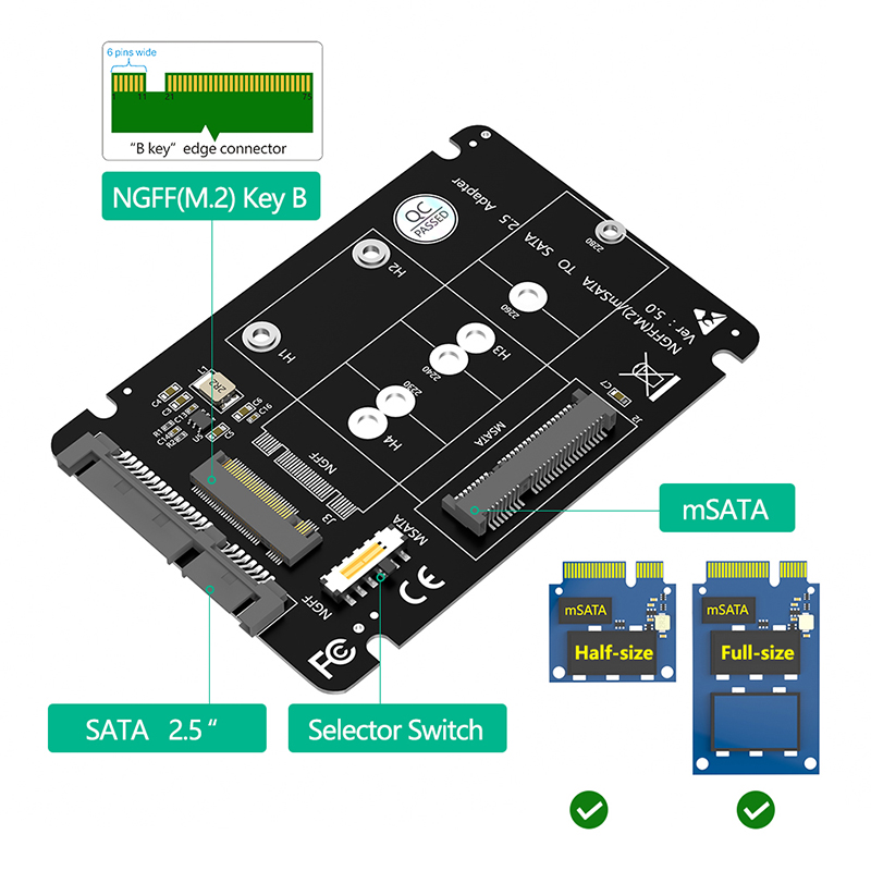 M.2 NGFF mSATA SSD to SATA 3.0 - Memory Card Ssd ulasan dan harga