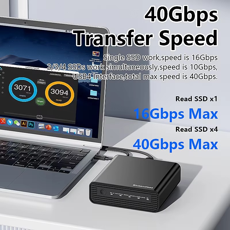 Aluminum M2 4-Bay USB4 Externa - Nvme Ssd ulasan dan harga